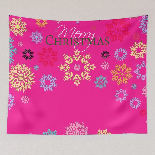 Item preview, Merry Christmas Deep Pink Multicolored Snowflakes Idea  designed and sold by Ross-Sergey.