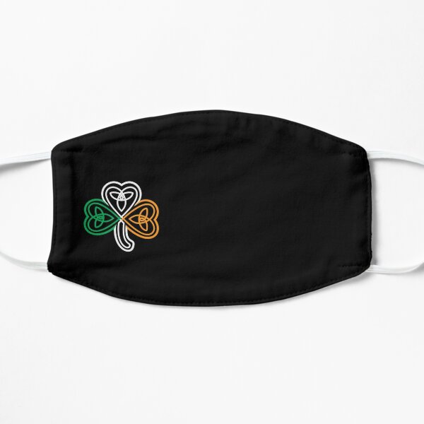Ireland Flag Over a Celtic Knot Shamrock Flat Mask