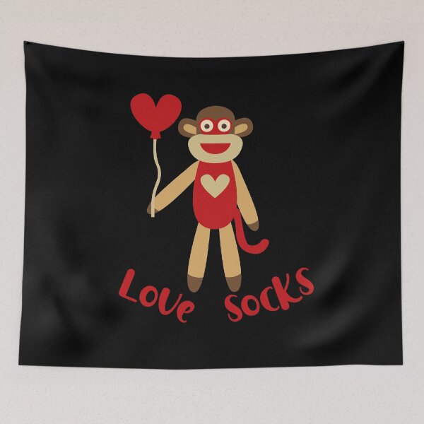Item preview, Love Socks - Sock Monkey With Heart Balloon  designed and sold by Trinket-Trickster.