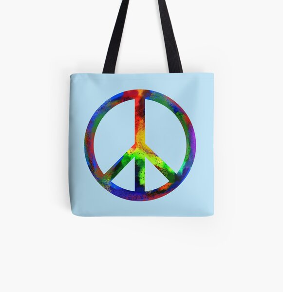 Rainbow Peace Sign All Over Print Tote Bag