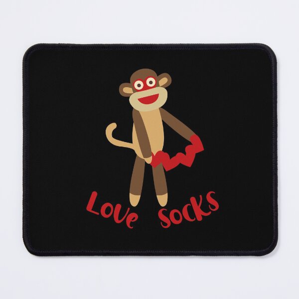 Item preview, Love Socks - Sock Monkey Holding a Sting of Love Hearts designed and sold by Trinket-Trickster.