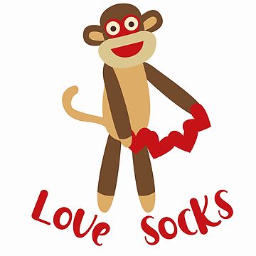 Love Socks Sock Monkey Holding a Sting of Love Hearts