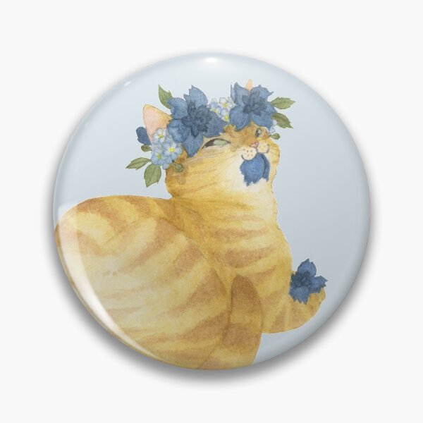 Item preview, Flower Cat - Yellow Striped With Blue designed and sold by JayBirdsBrain.