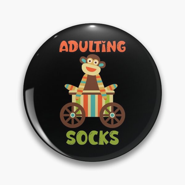 Item preview, Adulting Socks - Sock Monkey on Colourful Cart designed and sold by Trinket-Trickster.