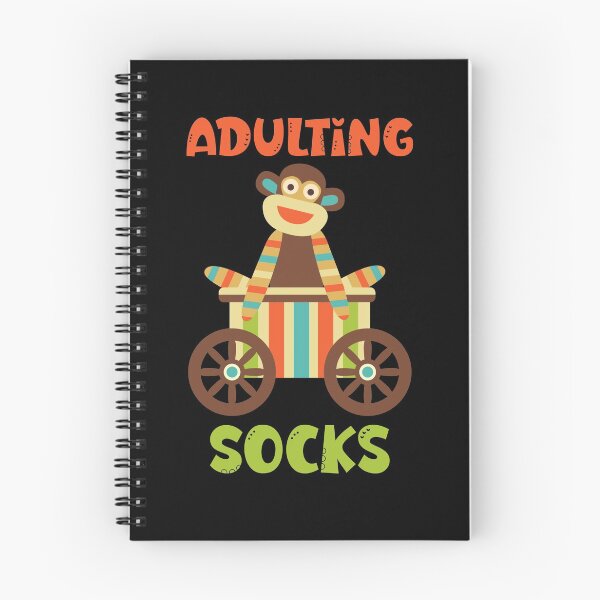Item preview, Adulting Socks - Sock Monkey on Colourful Cart designed and sold by Trinket-Trickster.