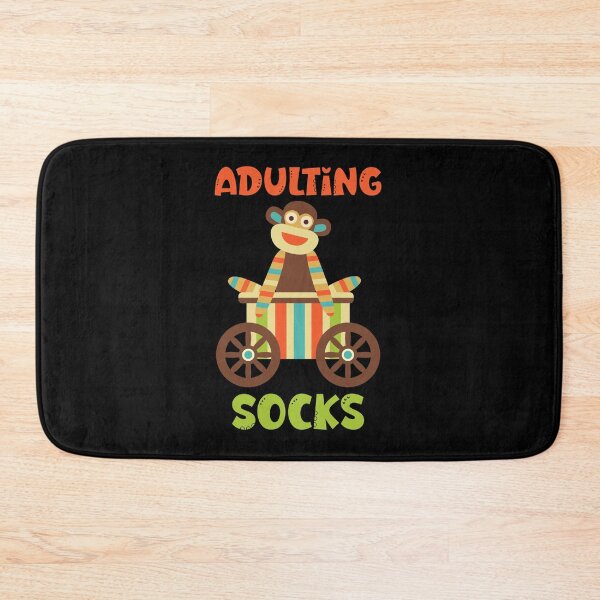 Item preview, Adulting Socks - Sock Monkey on Colourful Cart designed and sold by Trinket-Trickster.