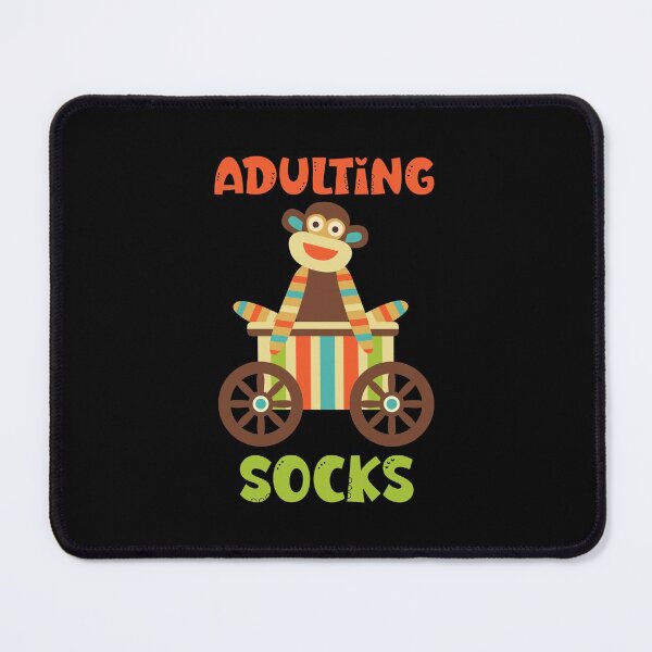 Item preview, Adulting Socks - Sock Monkey on Colourful Cart designed and sold by Trinket-Trickster.