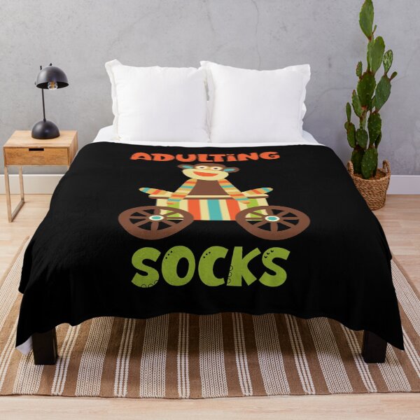 Item preview, Adulting Socks - Sock Monkey on Colourful Cart designed and sold by Trinket-Trickster.