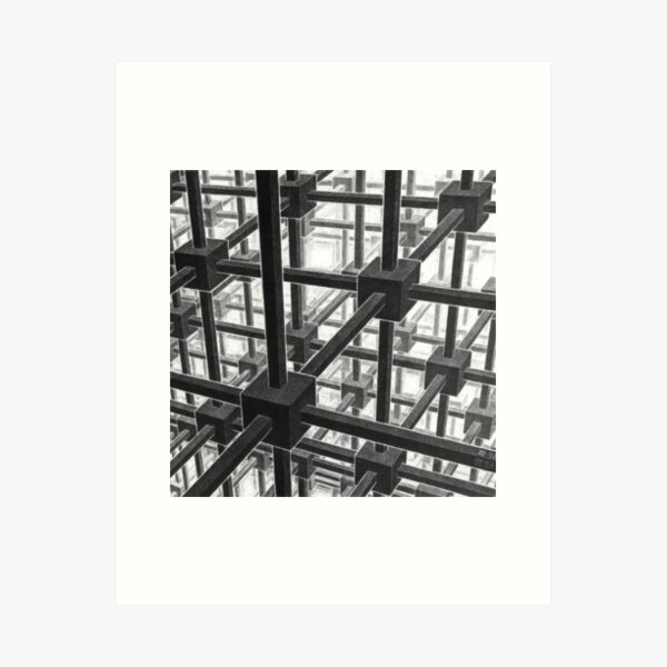 Cubic Division of Space by Maurits Cornelis Escher Art Print