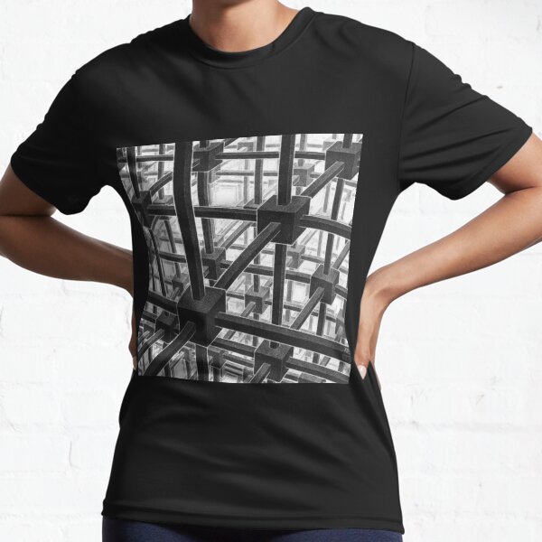 Cubic Division of Space by Maurits Cornelis Escher Active T-Shirt