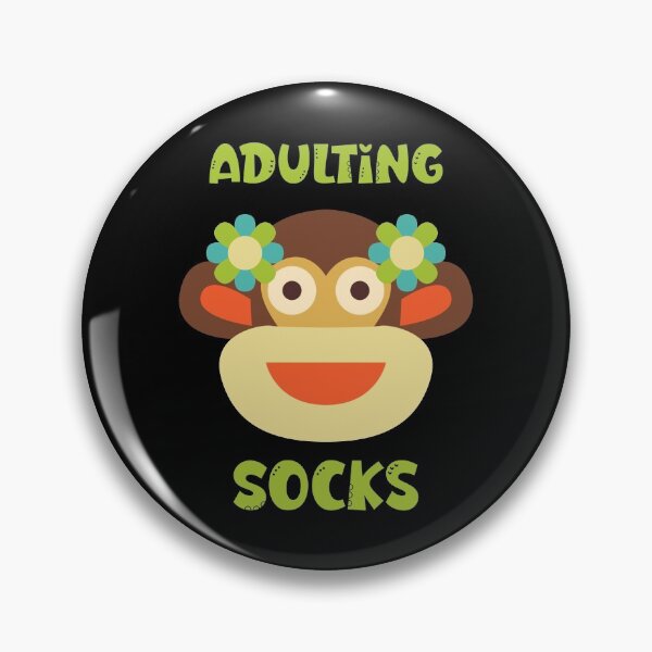 Item preview, Adulting Socks - Sock Monkey Head with Flowers designed and sold by Trinket-Trickster.