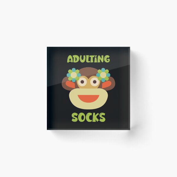 Item preview, Adulting Socks - Sock Monkey Head with Flowers designed and sold by Trinket-Trickster.