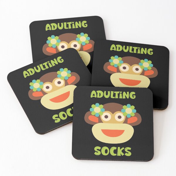 Item preview, Adulting Socks - Sock Monkey Head with Flowers designed and sold by Trinket-Trickster.