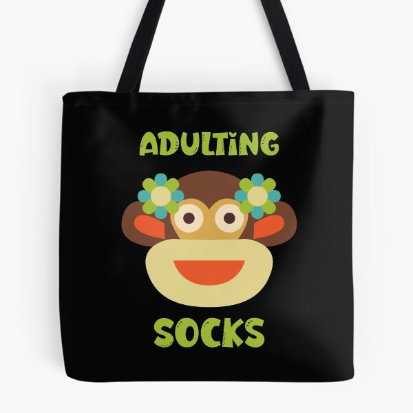 Item preview, Adulting Socks - Sock Monkey Head with Flowers designed and sold by Trinket-Trickster.