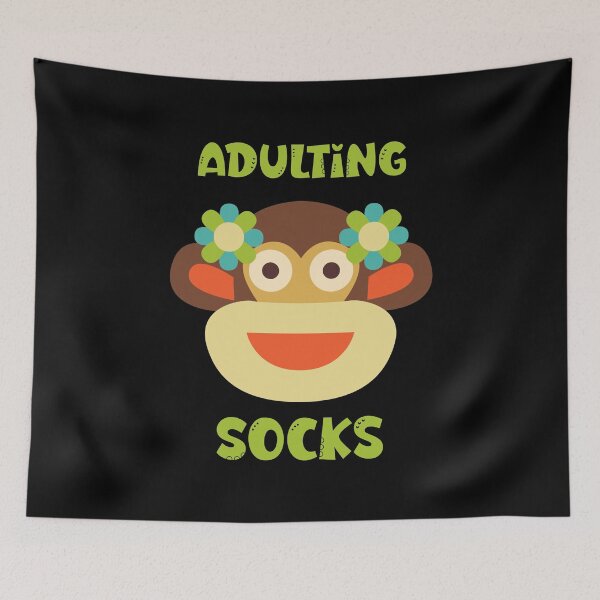 Item preview, Adulting Socks - Sock Monkey Head with Flowers designed and sold by Trinket-Trickster.