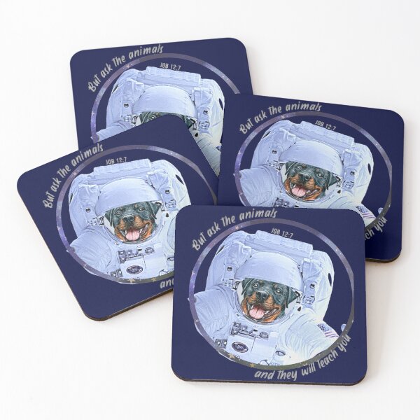 Item preview, Rottweiler Dog Astronaut in Space Bible Verse Ask the Animals Job 12:7 designed and sold by TheKingdomAttic.