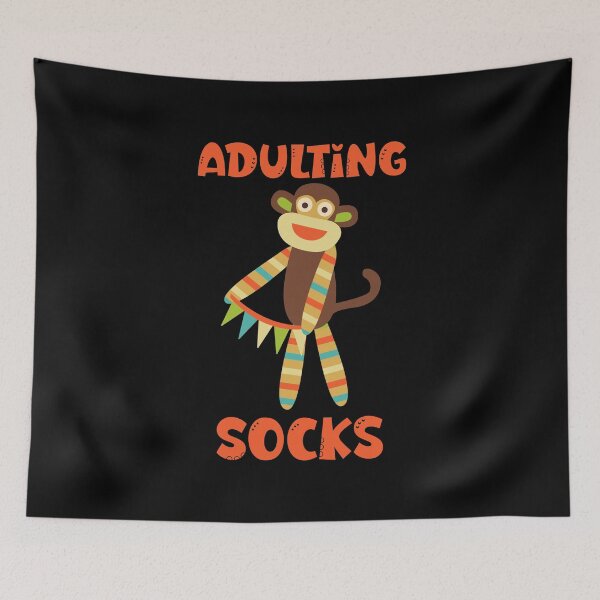 Item preview, Adulting Socks - Sock Monkey Head with Streamer designed and sold by Trinket-Trickster.
