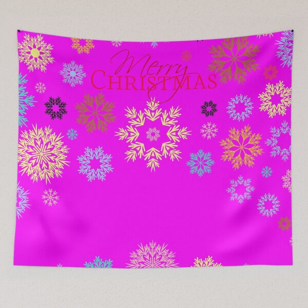 Item preview, Merry Christmas Magenta Multicolored Snowflakes Idea  designed and sold by Ross-Sergey.