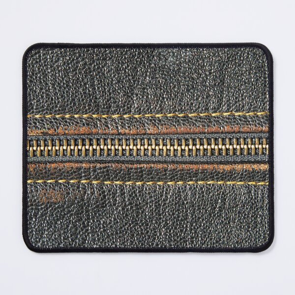 Item preview, Metal zipper on a black leather taken closeup. designed and sold by IaroslavB.