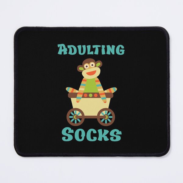 Item preview, Adulting Socks - Sock Monkey Head In Cart designed and sold by Trinket-Trickster.