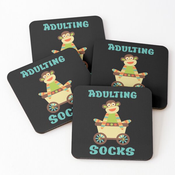 Item preview, Adulting Socks - Sock Monkey Head In Cart designed and sold by Trinket-Trickster.