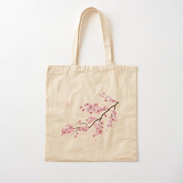 Japanese Samurai Girl Vintage Retro Sakura Cherry Blossom Tote Bag