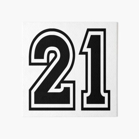 21 American Football Classic Vintage Sport Jersey Number in black number  on white background for american football, baseball or basketball Art  Print