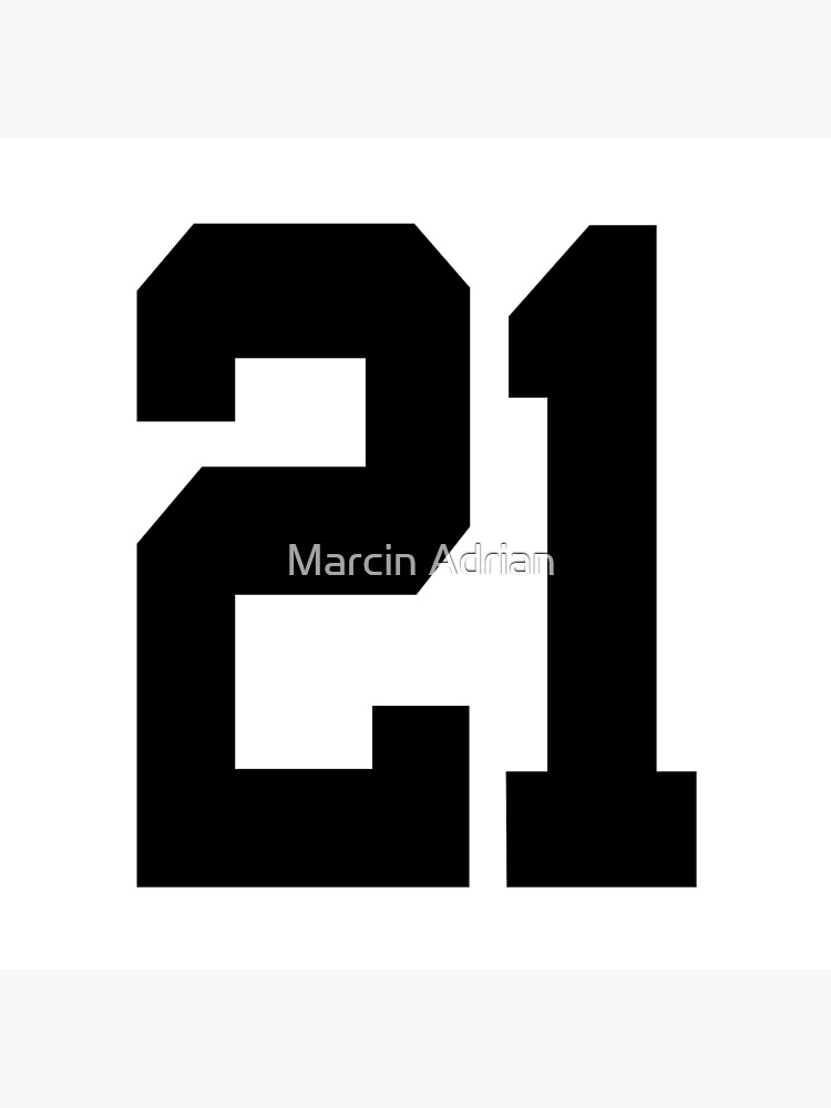 21 American Football Classic Vintage Sport Jersey Number in black number  on white background for american football, baseball or basketball Art  Print