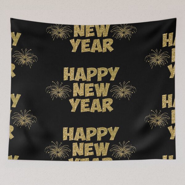 Item preview, gold happy new year fireworks designed and sold by Gossip Rag.
