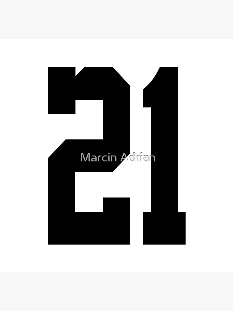 21 American Football Classic Vintage Sport Jersey Number in black number  on white background for american football, baseball or basketball Art  Print