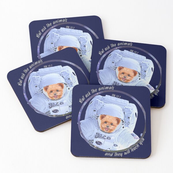 Item preview, Spitz Poo Dog Astronaut in Space Bible Verse Ask the Animals Job 12:7 designed and sold by TheKingdomAttic.