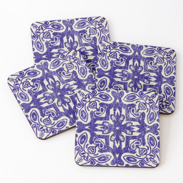 Item preview, Retro Distressed Blue Abstract Tile designed and sold by missdebi27.