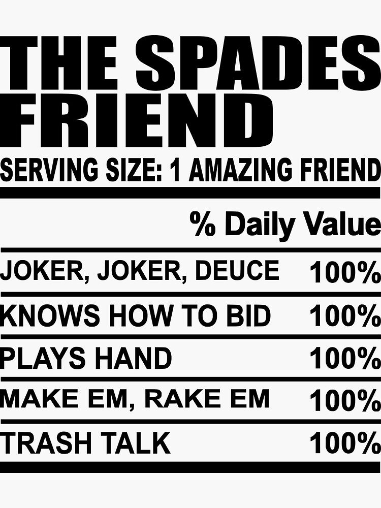 "Spades Friend" Sticker for Sale by IAmLisaMaria Redbubble