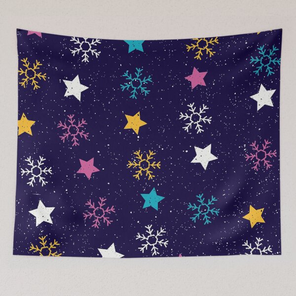Item preview, Contemporary Pink, Blue, Yellow Snowflakes And Stars Pattern designed and sold by DEC02.