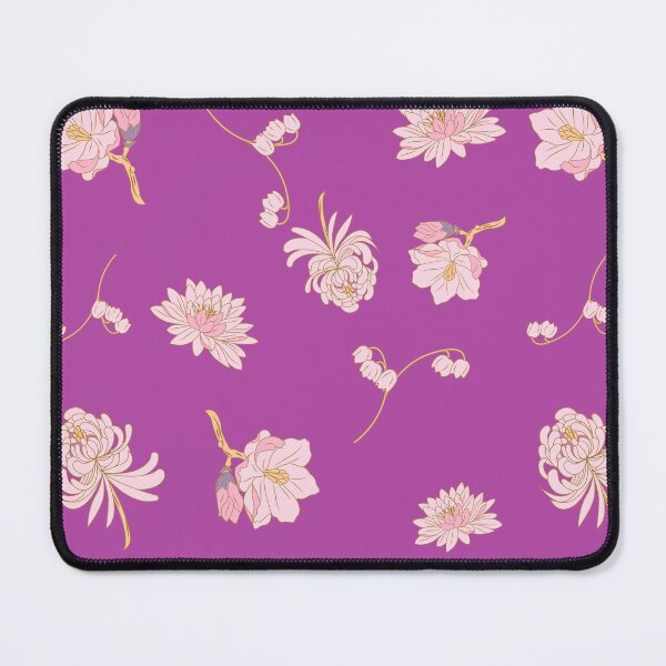 Item preview, pink flowers on purple background designed and sold by bohemedesign.