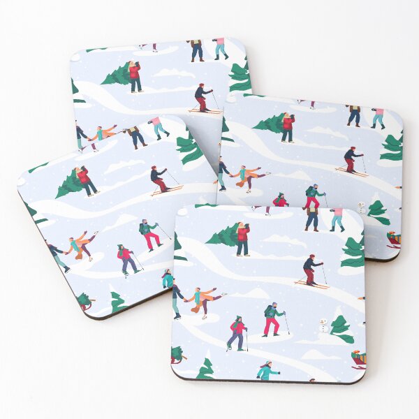 Item preview, People having Fun Skiing Illustration  designed and sold by AverilArt.