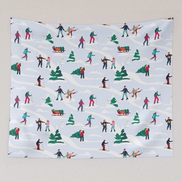 Item preview, People having Fun Skiing Illustration  designed and sold by AverilArt.