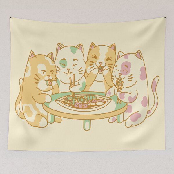 Item preview, Cute Kawaii Sushi Cat Gathering designed and sold by YueHeng Creates ⭐⭐⭐⭐⭐.