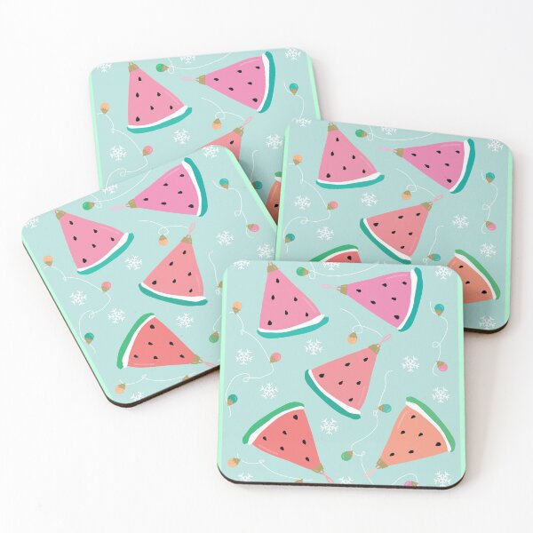 Item preview, Watermelon Ornaments - Pink and Mint Art Print designed and sold by TheBrightInk.