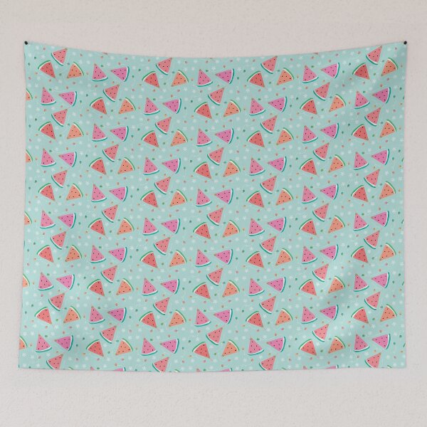 Item preview, Watermelon Ornaments - Pink and Mint Art Print designed and sold by TheBrightInk.