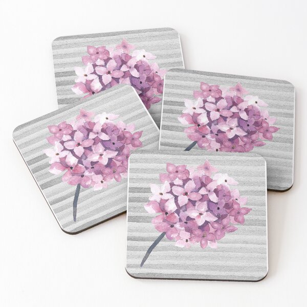 Item preview, Hydrangea Watercolor Art Pink with Gray Background designed and sold by Whiny Hiker.