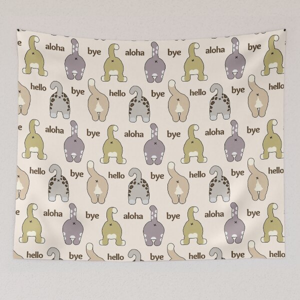 Item preview, Cat Hello Bye Aloha Funny Butts Pattern - Cat Greetings  designed and sold by ViewerEqualsPhoton.