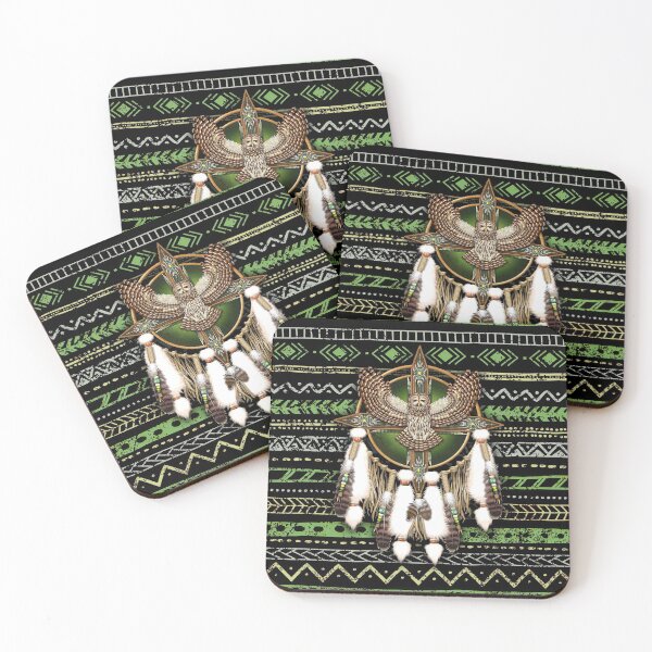 Item preview, Native American Green Owl Mandala African Eagle Tribal designed and sold by LarinaBeauty.