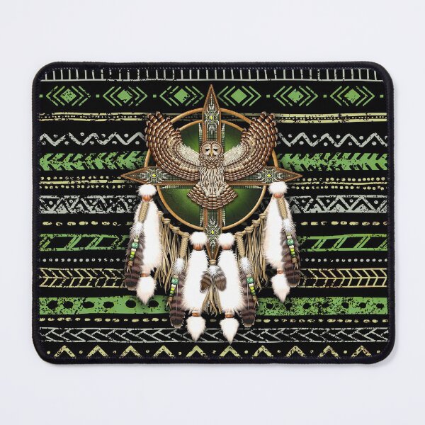 Item preview, Native American Green Owl Mandala African Eagle Tribal designed and sold by LarinaBeauty.