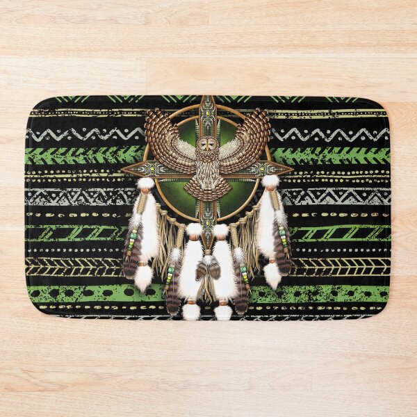 Item preview, Native American Green Owl Mandala African Eagle Tribal designed and sold by LarinaBeauty.