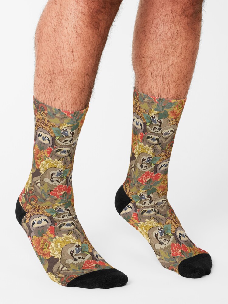 Alternate view of Because Sloths Autumn Socks