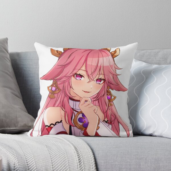 Cute Guuji yae Yae Miko Genshin Impact Throw Pillow
