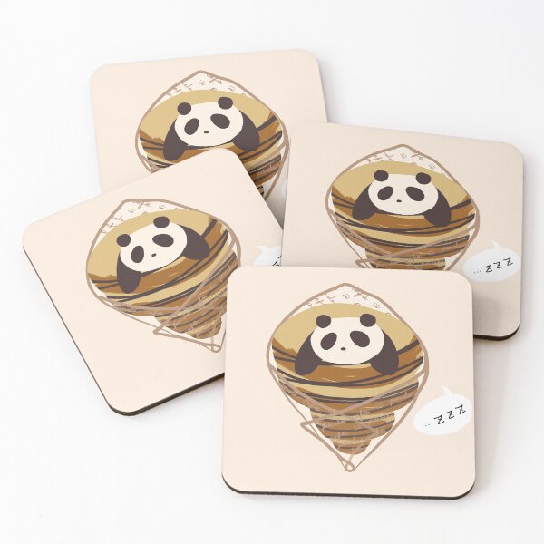 Item preview, Kawaii cream panda sleeping inside a fresh baked cornet with chocolate drizzles from Panda Cafe designed and sold by citrusapple.