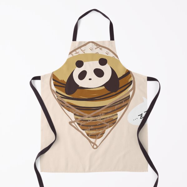 Item preview, Kawaii cream panda sleeping inside a fresh baked cornet with chocolate drizzles from Panda Cafe designed and sold by citrusapple.