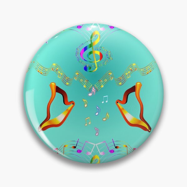 Item preview, Vivid Golden Musical Harps on Turquoise  designed and sold by Only1helen.